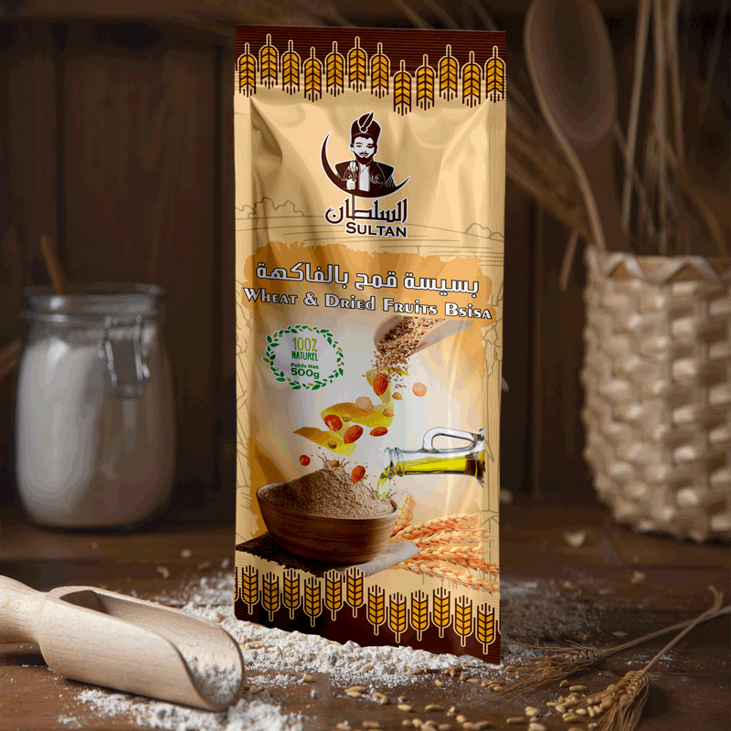 Bsissa au blé et aux pois chiches aux Fruits secs Poudre – 500gr - بسسة بالقمح و الحمص و المكسرات 