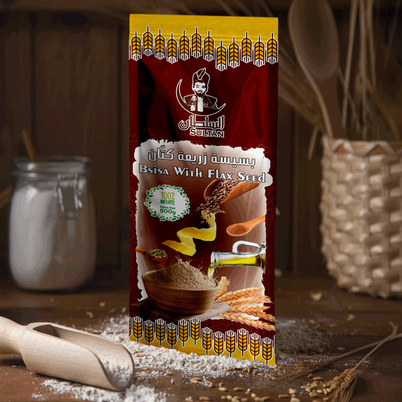 Bsissa aux graines de lin Poudre – 500gr - بسيسة زريعة  الكتان