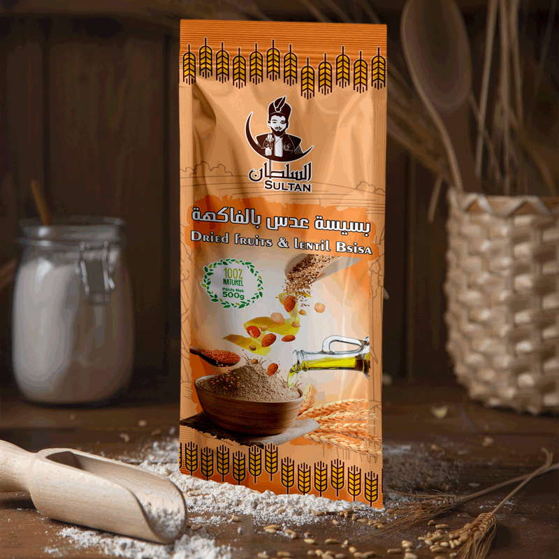 Bsissa de lentilles aux fruits secs Poudre – 500gr - بسيسة عدس بالمكسرات