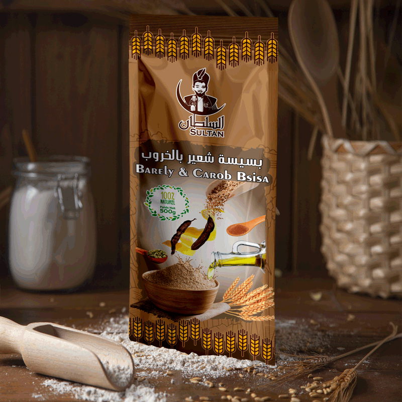 Bsissa d’orge au caroube Poudre – 500gr - بسيسة شعير بالخروب