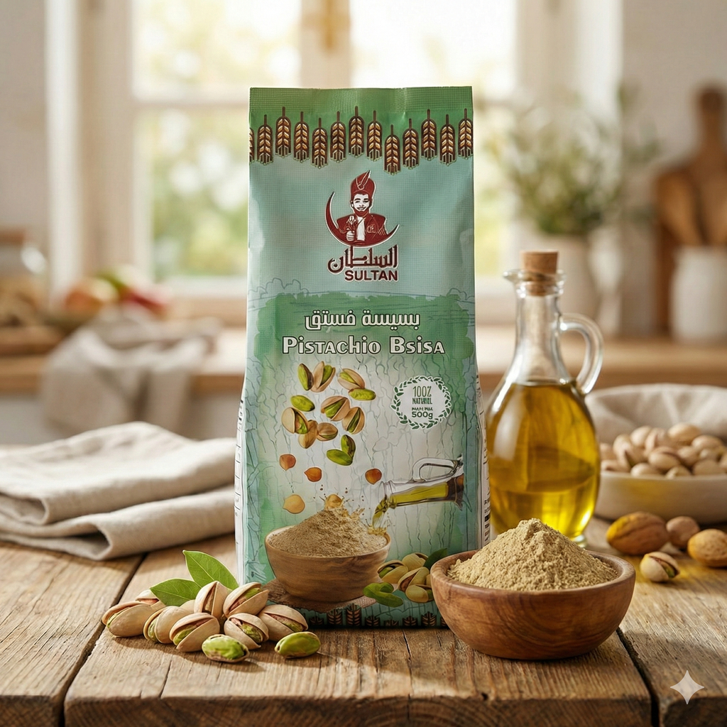 Bsissa à la pistache Poudre – 500gr - بسيسة بالفستق 